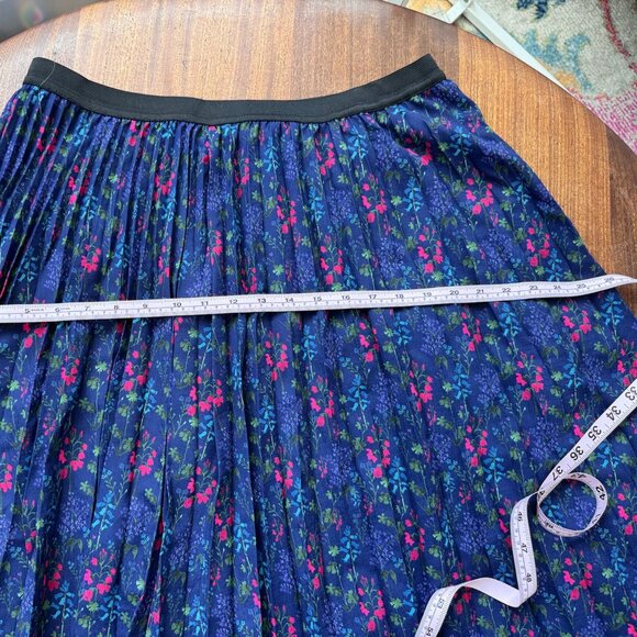 ✨ Super Hakka | Japanese Pleated Navy Floral Midi Skirt | Size XXL  ✨ - Picture 8 of 9